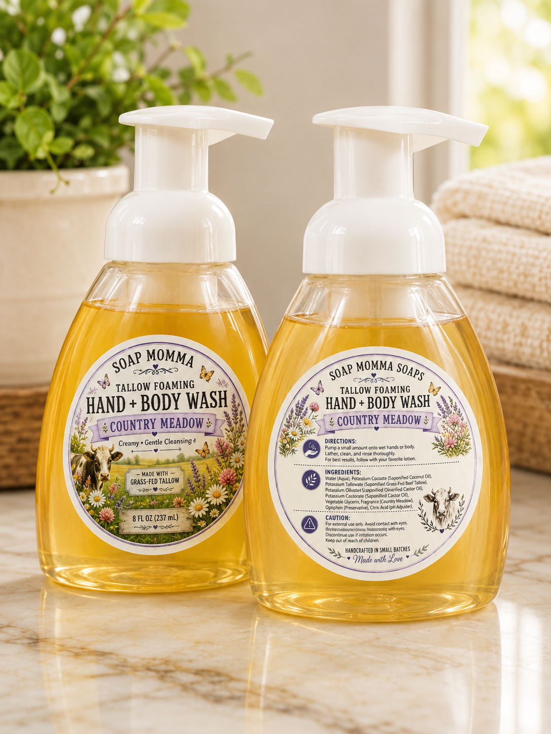 🌿 Country Meadow Tallow Foaming Hand + Body Wash 🌿