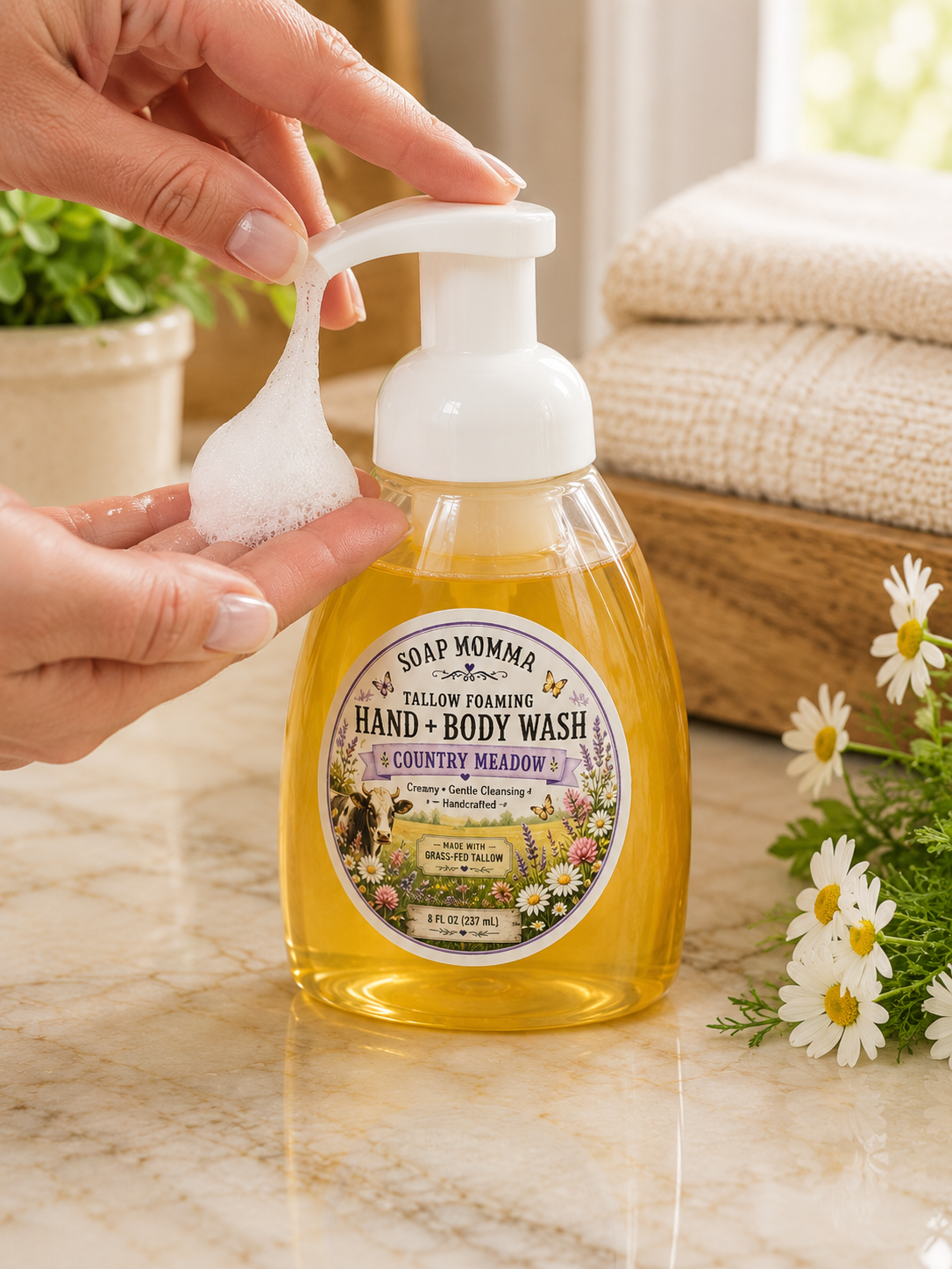 🌿 Country Meadow Tallow Foaming Hand + Body Wash 🌿