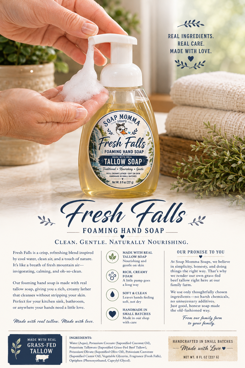 💦 Fresh Falls Tallow Foaming Hand Soap